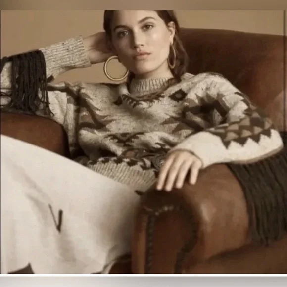 Polo Ralph Lauren Southwestern Aztec Navajo Serape Wool Tan/brown Sweater Sz L - Picture 5 of 7